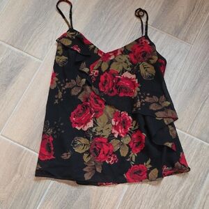 Guess Black and Red Floral Camisole